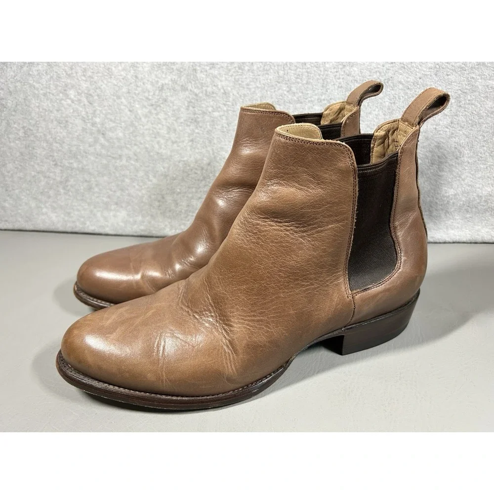 Tecovas Cowboy Chelsea Boots THE CHANCE Men's Size 11EE Chestnut Brown Calfskin